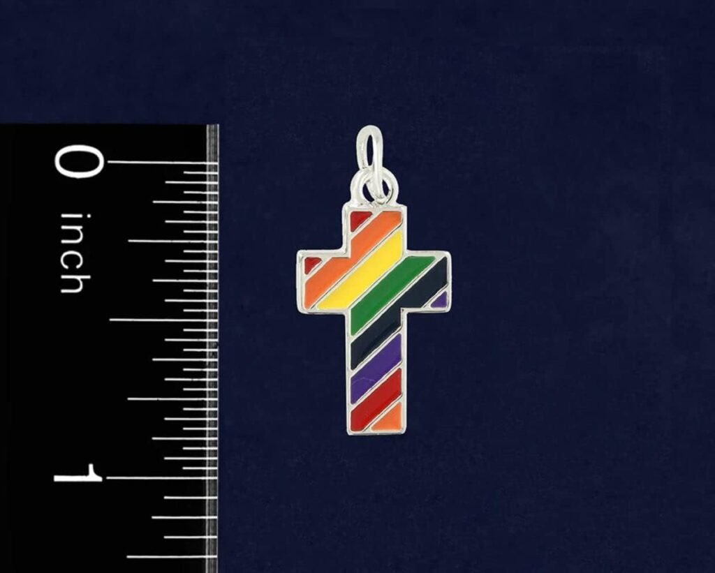 Fundraising For A Cause | Rainbow Stripe Cross Pins - Rainbow Cross Shaped Pins for LGBTQ Gay Pride Awareness