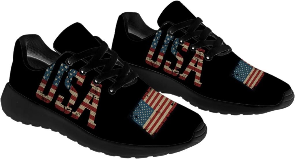 horethy American Flag Shoes for Men Women Running Shoes Womens Mens Comfortable Walking Tennis Sneakers Athletic Shoes Gifts