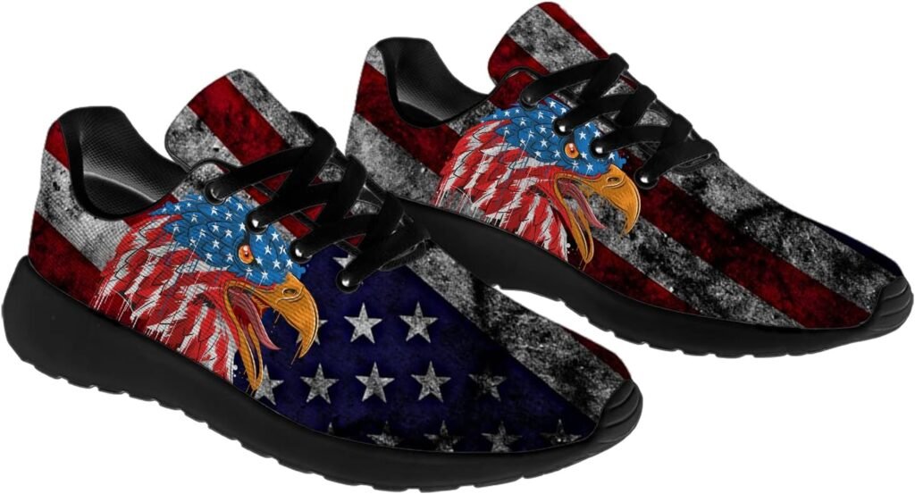 horethy American Flag Shoes for Men Women Running Shoes Womens Mens Comfortable Walking Tennis Sneakers Athletic Shoes Gifts