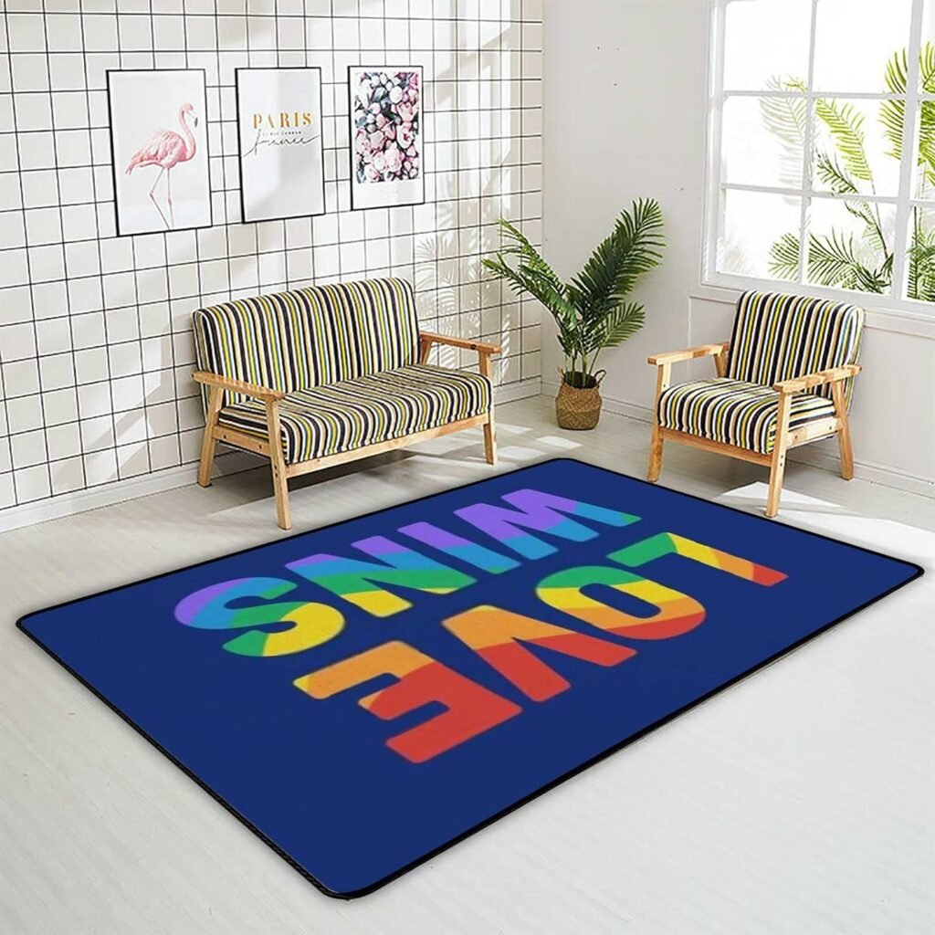 Kuizee Area Rug Funny Gay Row Couple of Dogs Proud Rectangle Oversize Doormat Coral Fleece Living Room Parlour Bedroom Home Fashion Decor Carpet ,53x4