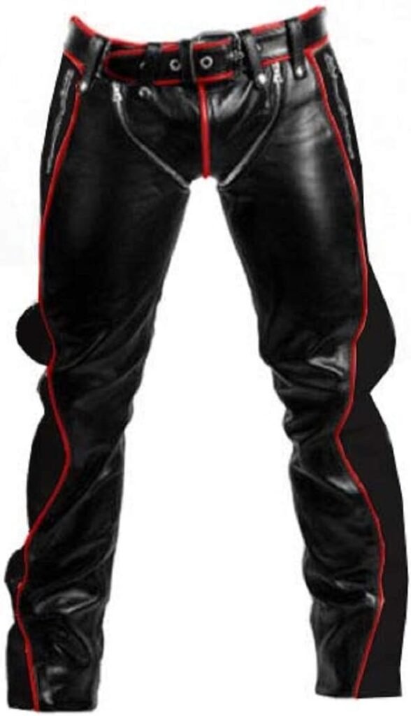 Mens Real Black Cow Leather Heavy Duty Bondage Pants Jeans BLUF Gay Pant Trouser