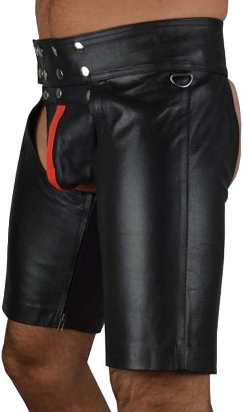 Mens Real Genuine Cowhide Leather Shorts Gay Chaps Leather Chap American