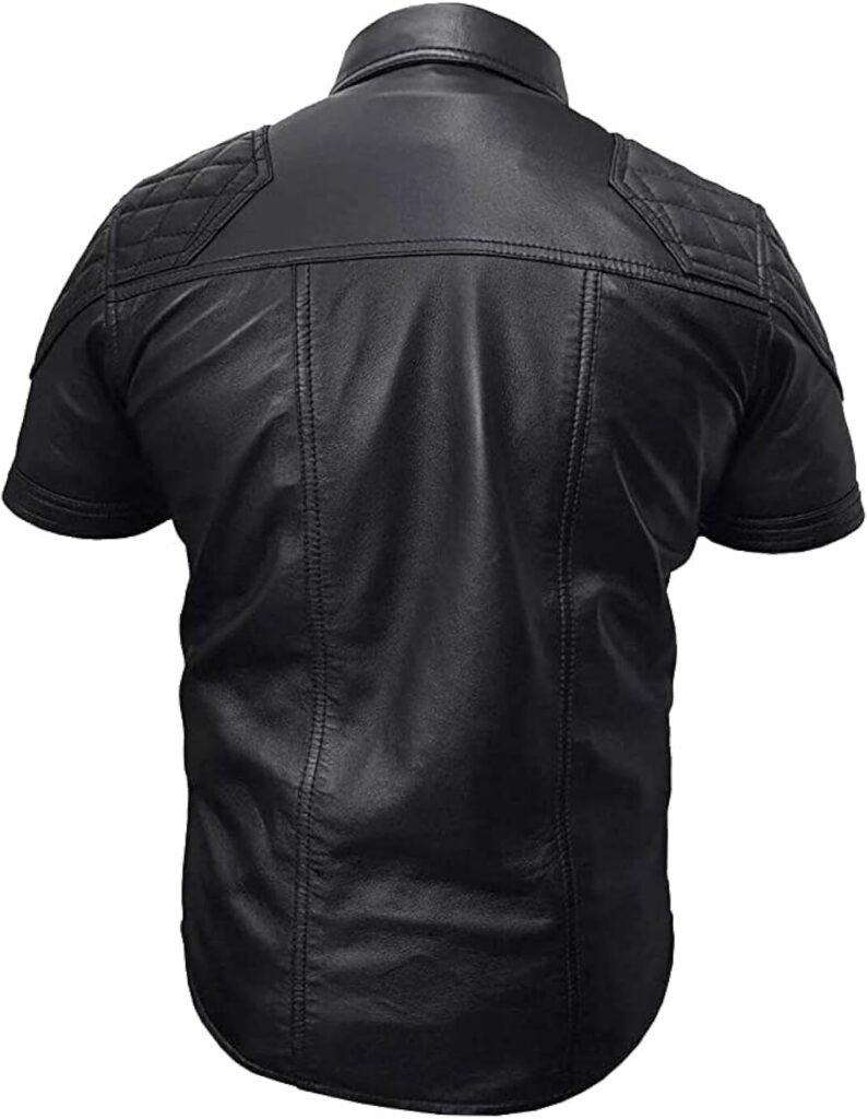 Mount Helicon Mens Real Thick Leather Soft BLUF Gay Military Police Style Shirt Pockets All Season