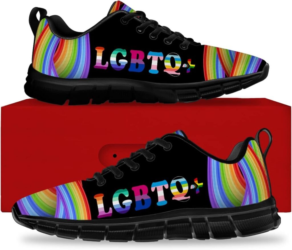 ocmogic Pride Shoes for Women Men Running Walking Tennis Lightweight Sneakers LGBTQ Shoes Gifts for Her Him