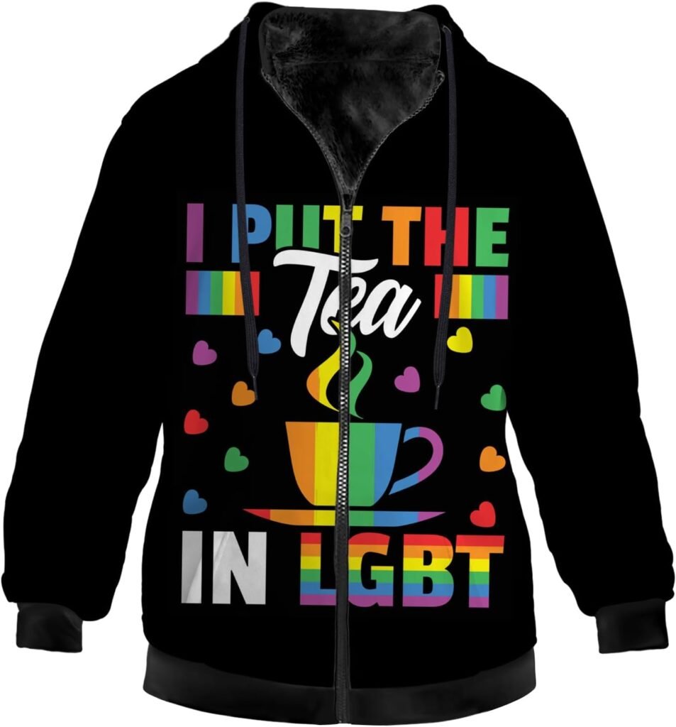 Pride Jacket for Women Men Fleece Sweatshirts Zip Up Hoodies Long Sleeve Hooded Coat with Drawstring Pockets