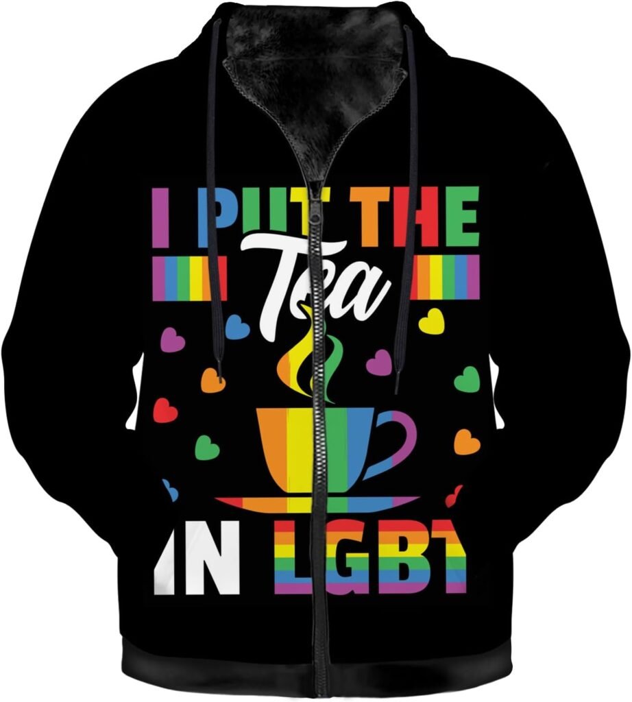 Pride Jacket for Women Men Fleece Sweatshirts Zip Up Hoodies Long Sleeve Hooded Coat with Drawstring Pockets