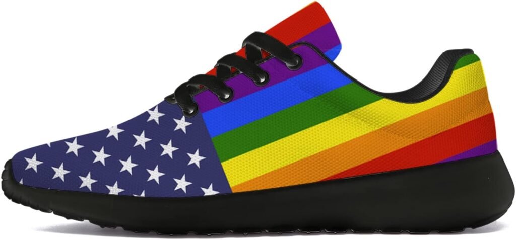 Pride Shoes for Men Women Running Shoes Womens Mens Walking Tennis Sneakers LGBT Rainbow Gay Pride Flag Shoes Gifts