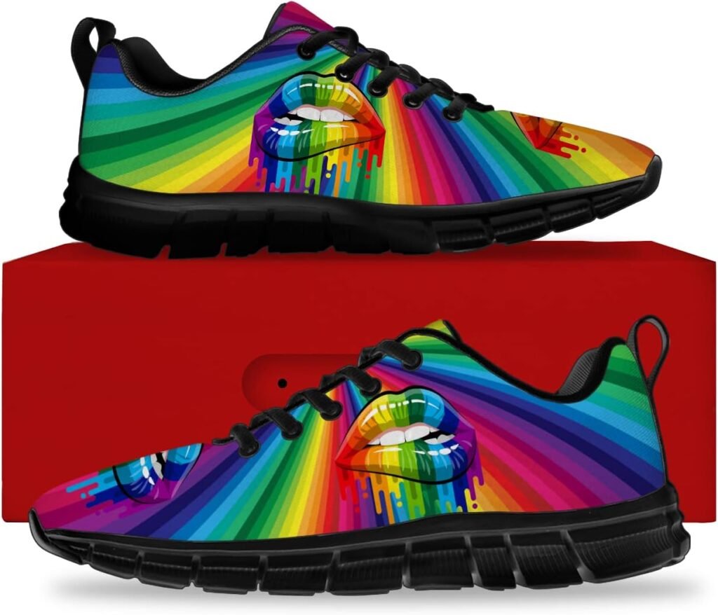 Pride Shoes Womens Mens Running Tennis Walking Sneakers Rainbow LGBTQ+ Gay Pride Lesbian Shoes Gifts for Boy Girl