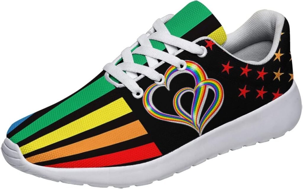 Sonzj-II LGBT Flag Gay Pride Month Fashion Men Women Rainbow Sneakers Lightweight Breathable Running Shoes LGBTQ+ Pride Shoes