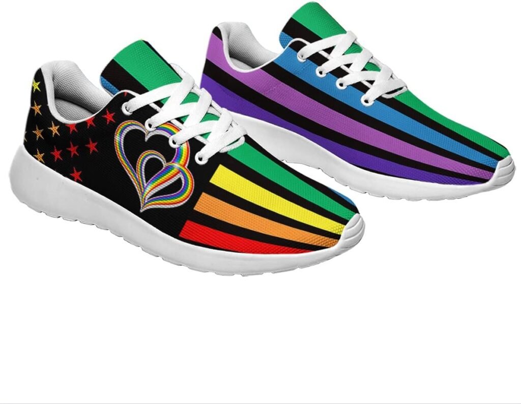 Sonzj-II LGBT Flag Gay Pride Month Fashion Men Women Rainbow Sneakers Lightweight Breathable Running Shoes LGBTQ+ Pride Shoes