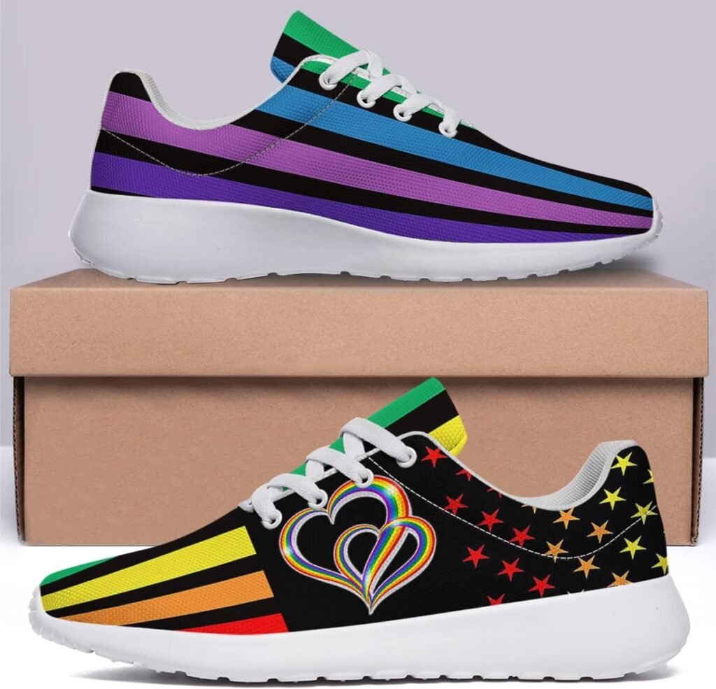 Sonzj-II LGBT Flag Gay Pride Month Fashion Men Women Rainbow Sneakers Lightweight Breathable Running Shoes LGBTQ+ Pride Shoes