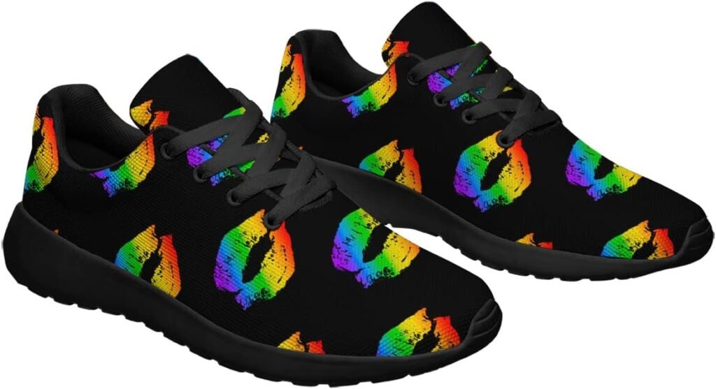 Sonzj-II Men Women Pride Shoes Fashion LGBT Rainbow Running Shoes Gay Lesbian Athletic Tennis Walking Sneakers US 3.5- US 13