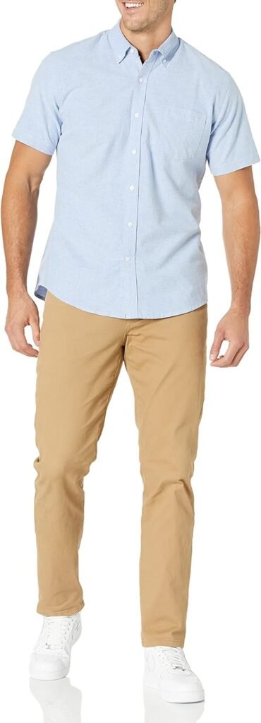 Amazon Essentials Mens Regular-Fit Short-Sleeve Pocket Oxford Shirt