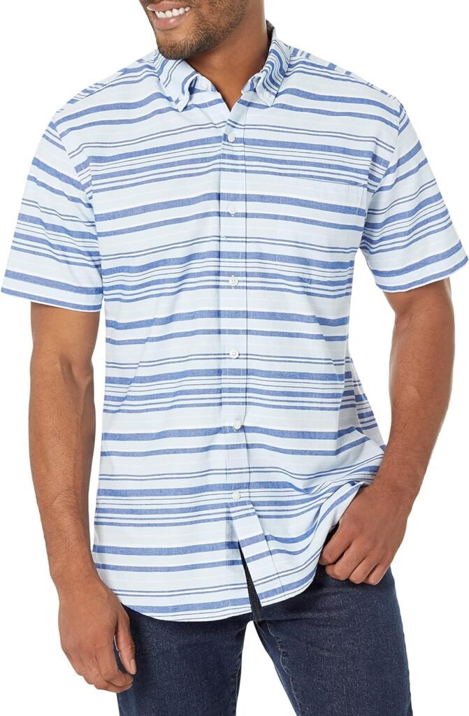 Amazon Essentials Mens Regular-Fit Short-Sleeve Pocket Oxford Shirt