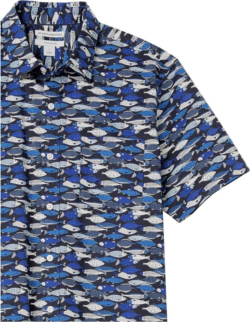 Amazon Essentials Mens Slim-Fit Short-Sleeve Print Shirt