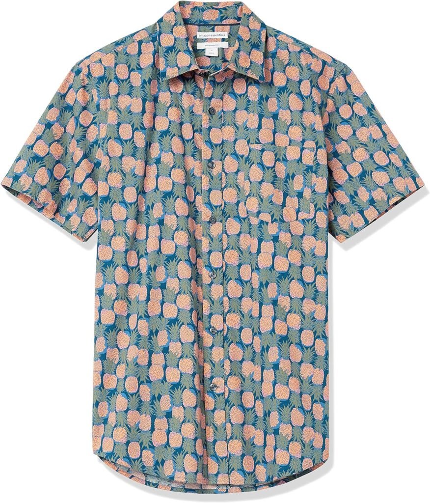 Amazon Essentials Mens Slim-Fit Short-Sleeve Print Shirt