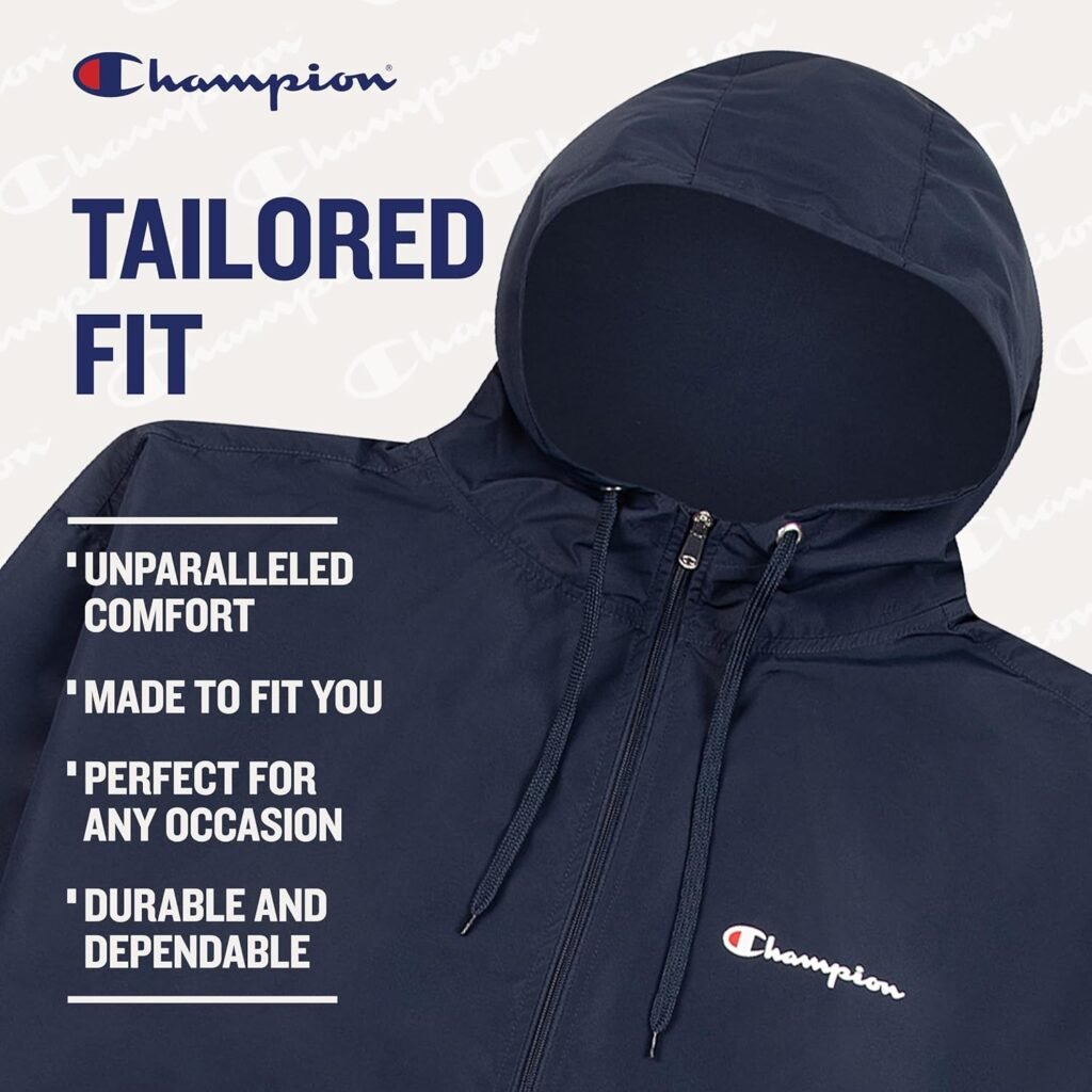 Champion Jacket Mens Big and Tall Hoodie Anorak Windbreaker Jackets for Men