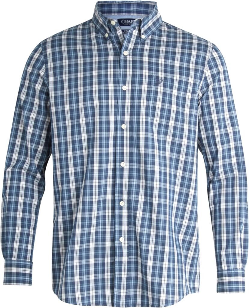 Chaps Mens Button Down Shirt - Long Sleeve Collared Shirt for Men: Wrinkle-Resistant, Sustainable (S-2XL)