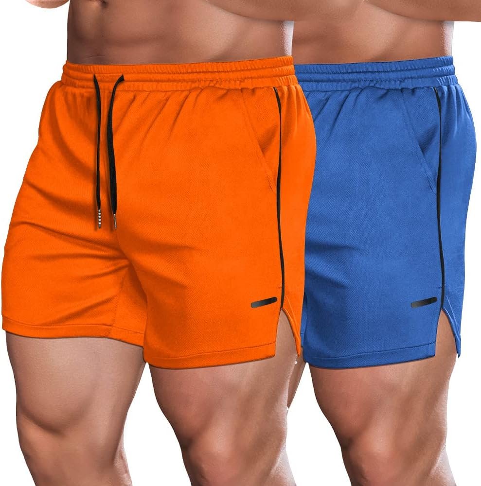 COOFANDY Mens 2 Pack Gym Workout Shorts Mesh Lightweight Bodybuilding Pants Training Running Sports Jogger with Pockets