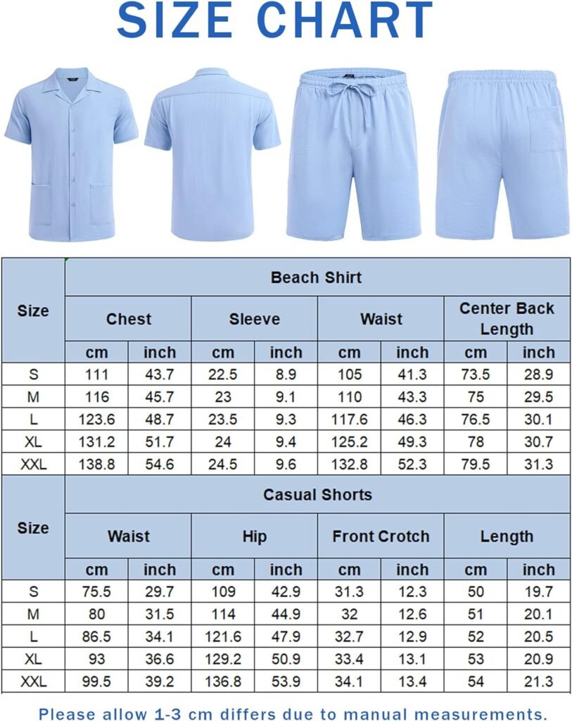 COOFANDY Mens 2 Pieces Shirt Set Regular Fit Short Sleeve Button Down Shirt Suits Casual Beach T-Shirt Shorts Outfits