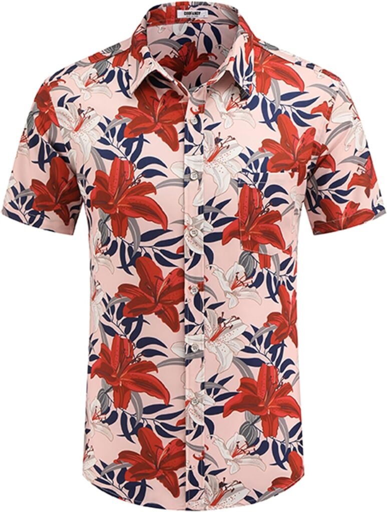 COOFANDY Mens Hawaiian Shirts Short Sleeve Casual Button Down Tropical Beach Shirt