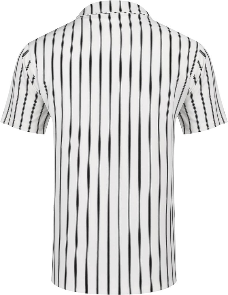 COOFANDY Mens Hawaiian Shirts Short Sleeve Striped Shirt Button Down Beach Shirts