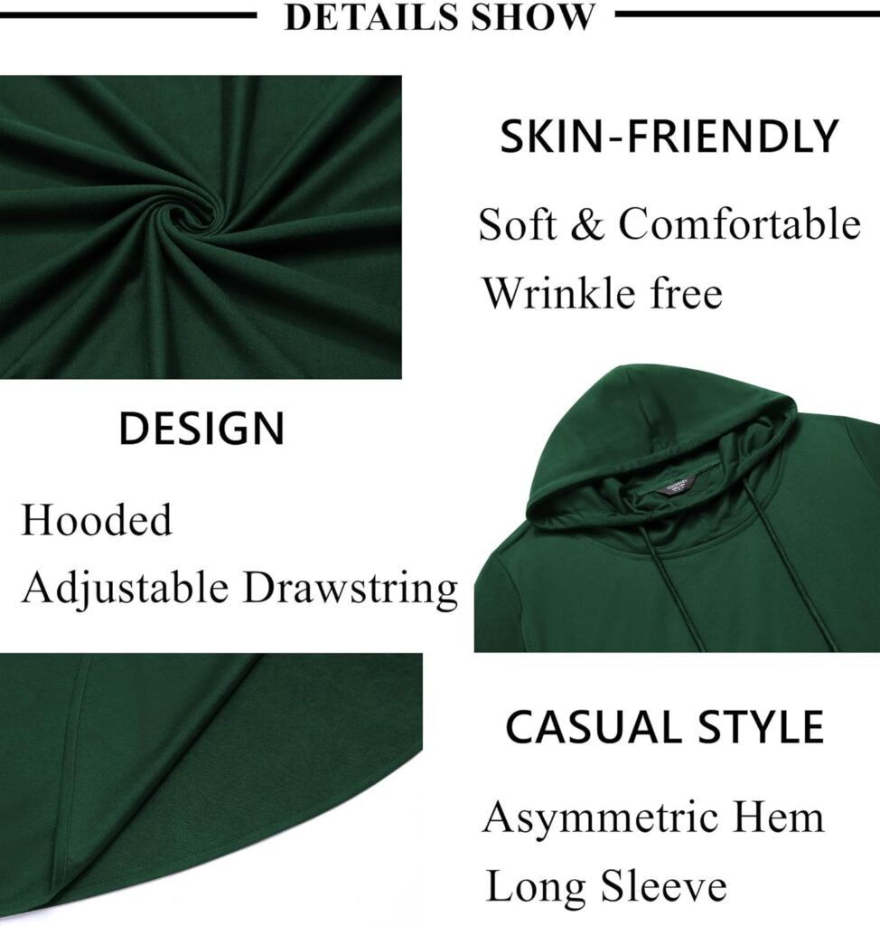 COOFANDY Mens Hooded Poncho Cape Cloak Casual Asymmetric Hem Hoodie Sweatshirts