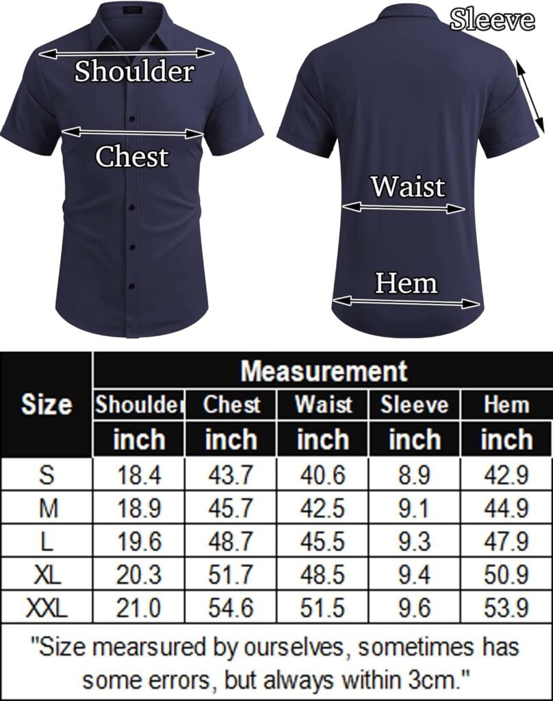 COOFANDY Mens Short Sleeve Wrinkle Free Shirt Button Down Casual Summer Dress Shirts