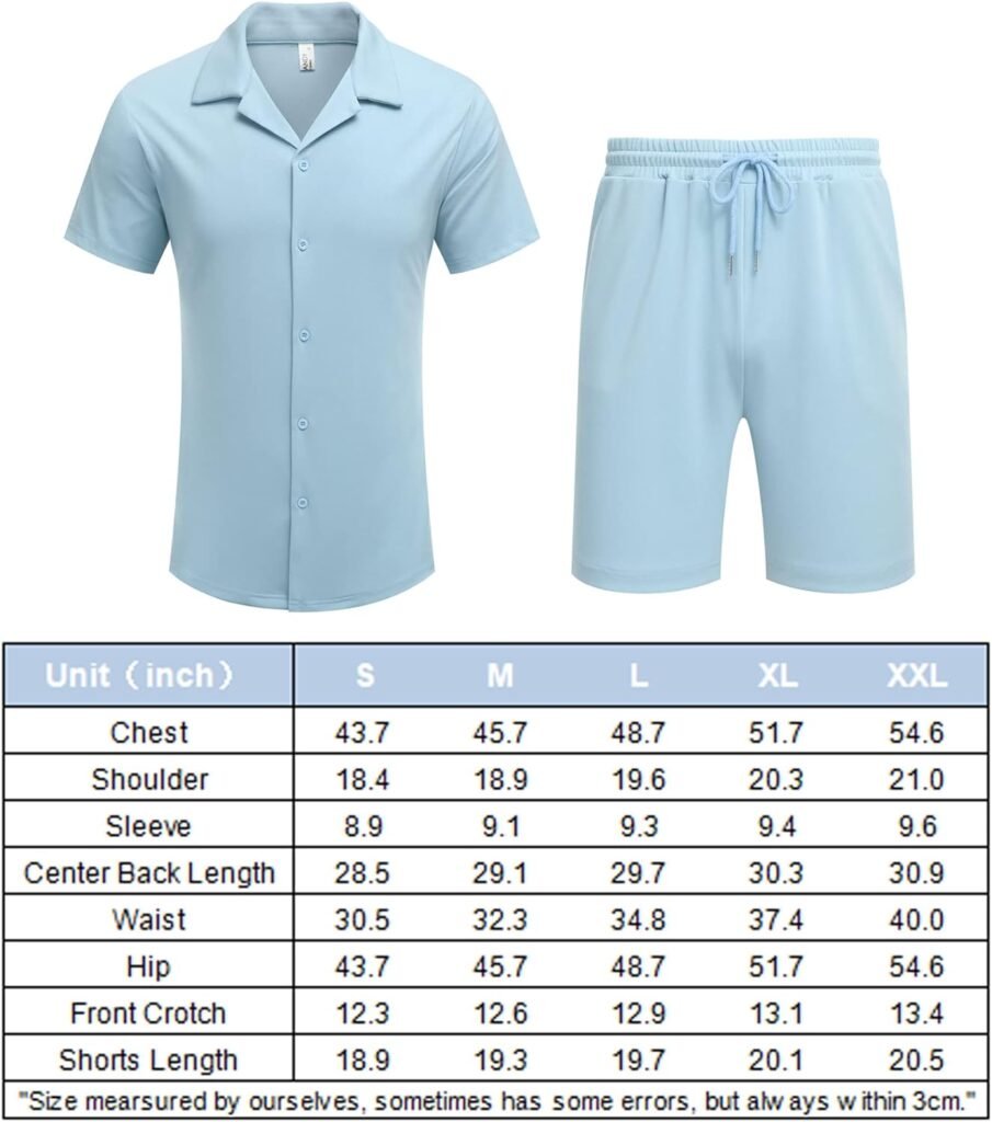 COOFANDY Mens Two Piece Outfits Sets Casual Button Down Short Sleeve Shirt and Shorts Beach Outfits Sets