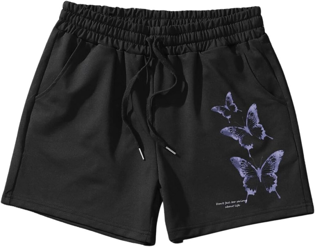 Floerns Mens Letter Graphic Print Drawstring Waist Workout Track Shorts