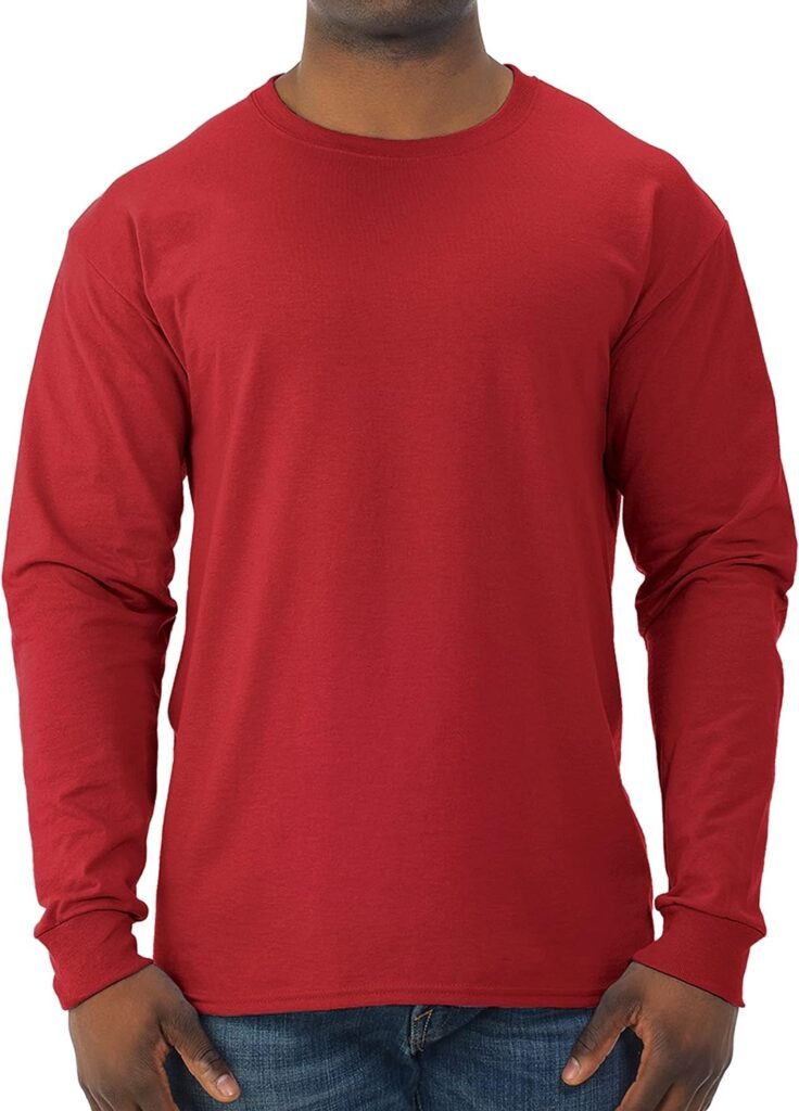 Jerzees Mens Dri-Power Cotton Blend Long Sleeve Tees, Moisture Wicking, Odor Protection, UPF 30+, Sizes S-3x