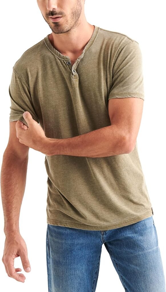 Lucky Brand Mens Venice Burnout Notch Neck Tee Shirt