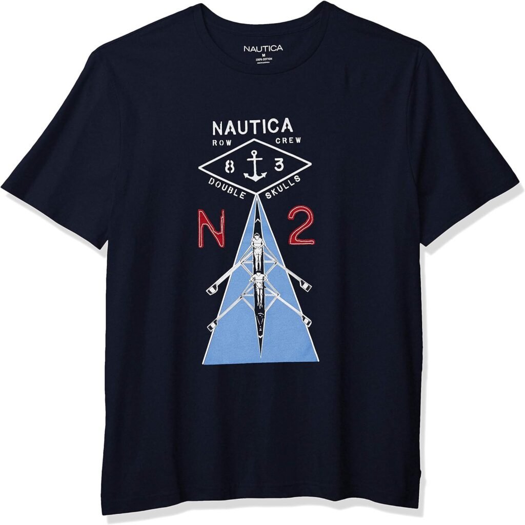 Nautica Mens Short Sleeve 100% Cotton Nautical Series Graphic Tee