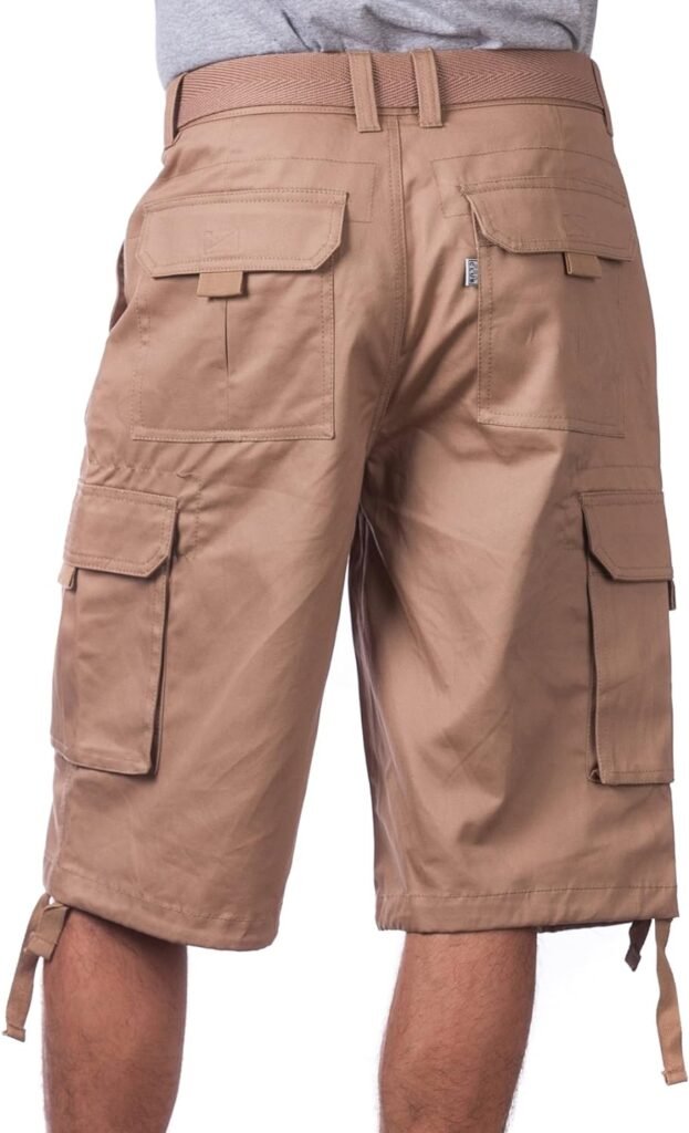 Pro Club Mens Cotton Twill Cargo Shorts with Belt - Regular and Big  Tall Sizes