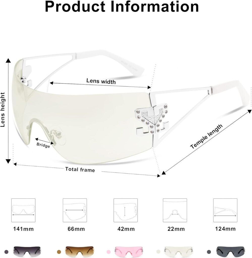 SOJOS Futuristic Rimless y2k Sunglasses for Women Oversized Trendy Shield Wrap Around Frameless Sun Glasses SJ1197