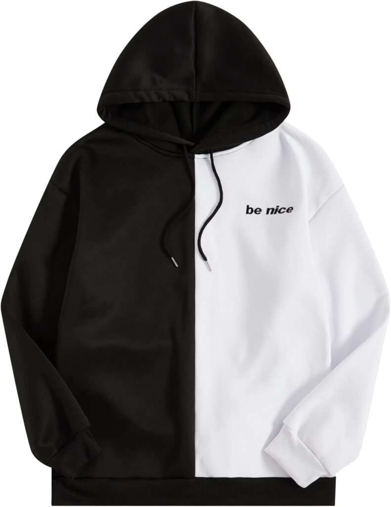 SOLY HUX Mens Casual Colorblock Pullover Fashion Loose Fit Long Sleeve Graphic Trendy Drawstring Hoodie Sweatshirt