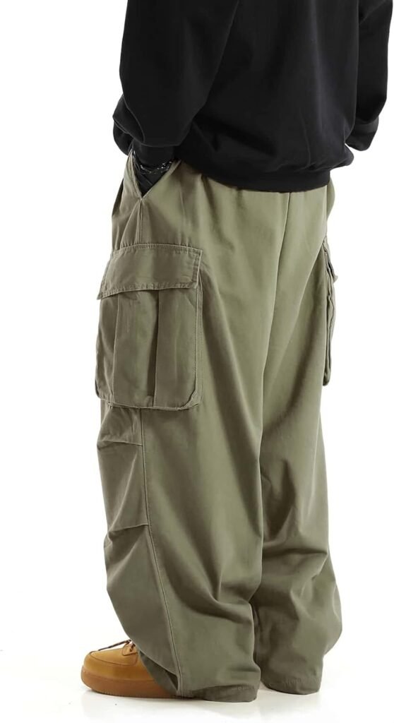 Verdusa Mens Drawstring Waist Pocket Side Loose Cargo Pants Baggy Joggers