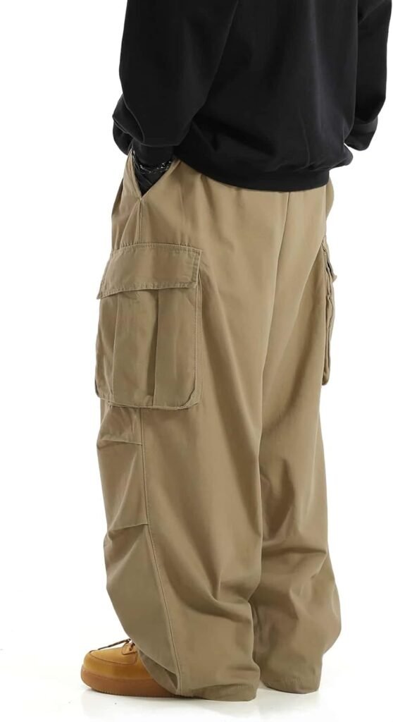 Verdusa Mens Drawstring Waist Pocket Side Loose Cargo Pants Baggy Joggers